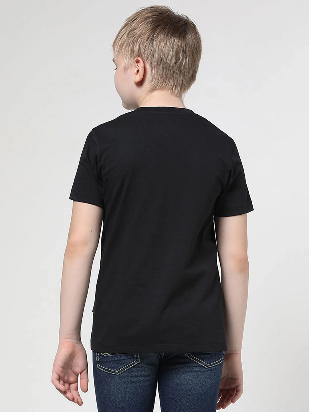 Boys Black Logo Print Crew Neck T-shirt - Image 3