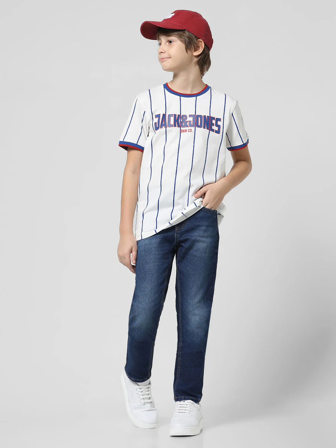 White Striped Crew Neck T-shirt