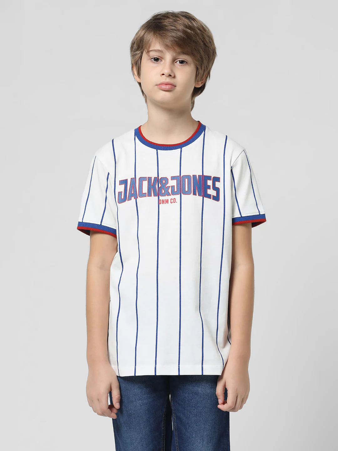 White Striped Crew Neck T-shirt - Image 2