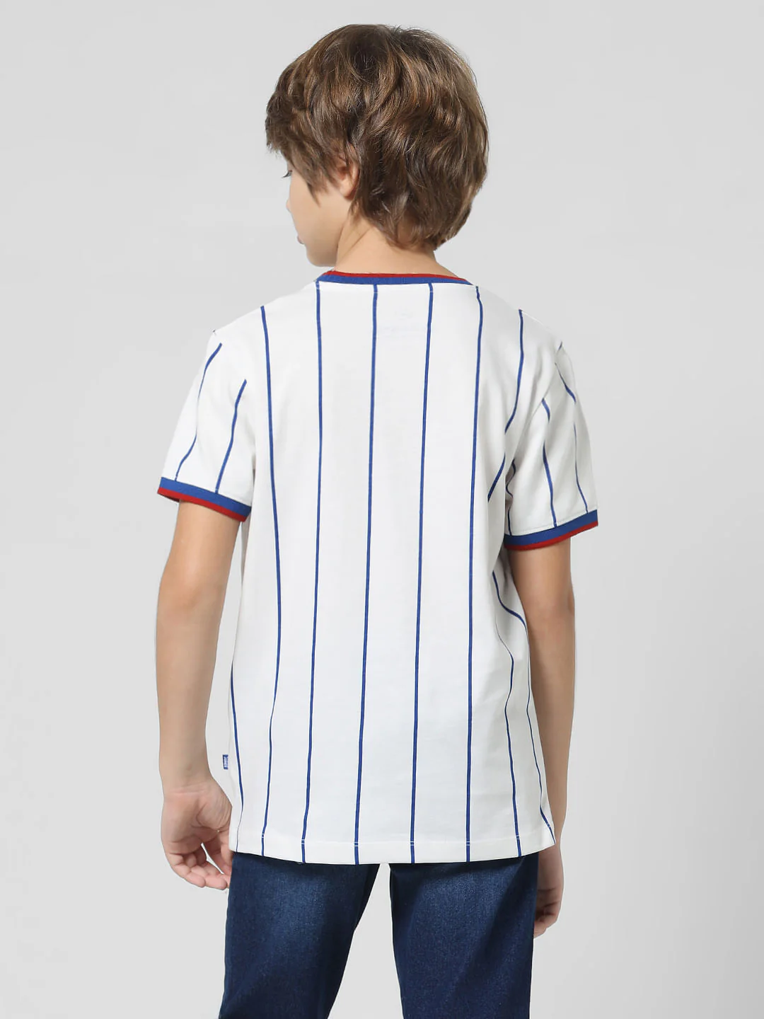 White Striped Crew Neck T-shirt - Image 3