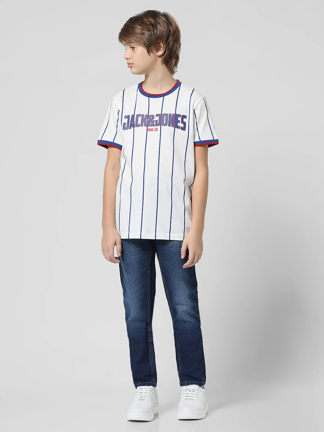 White Striped Crew Neck T-shirt - Image 5