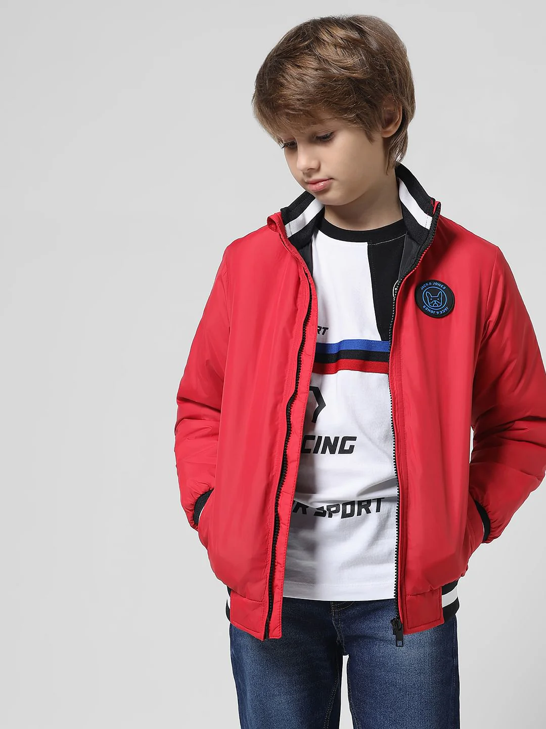 Red Contrast Tipping Jacket - Image 2