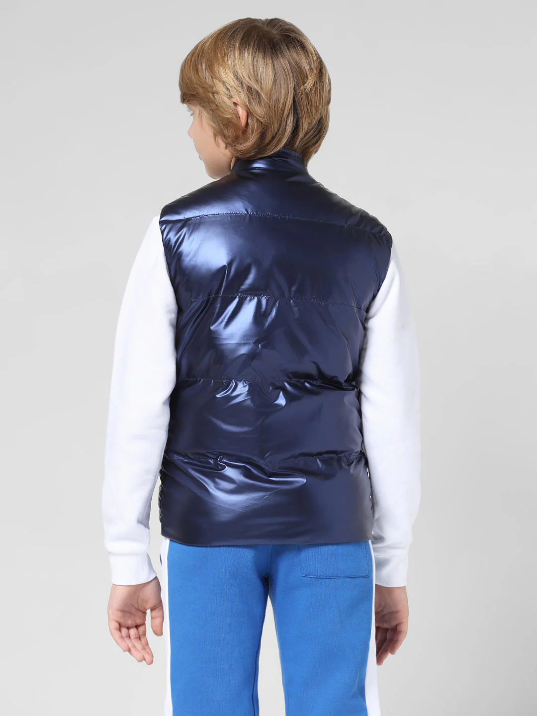 JUNIOR BOYS Blue Sleeveless Puffer Jacket - Image 3