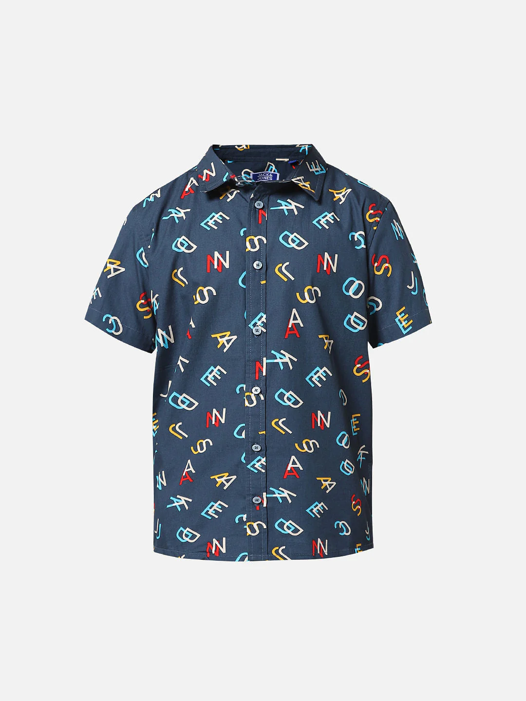 JUNIOR BOYS Blue Printed Short Sleeves Shirt - Image 6