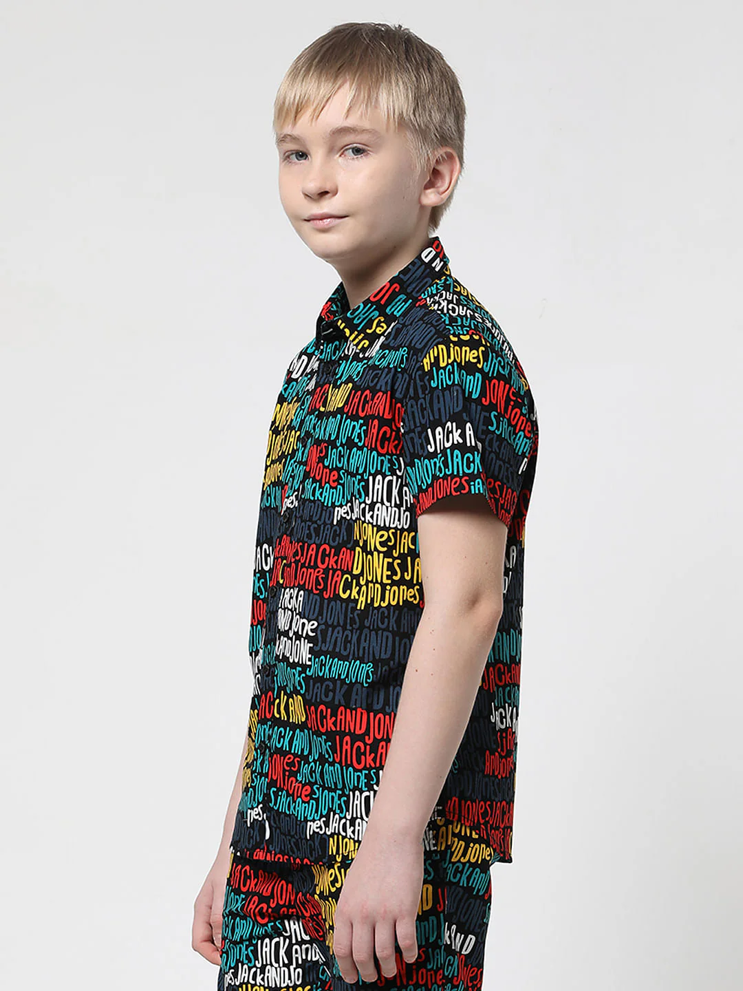 Boys Blue Logo Print Shirt - Image 3
