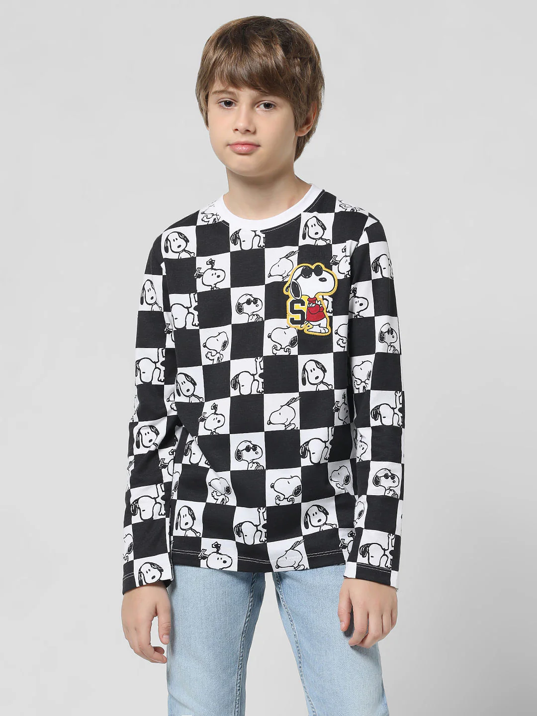 x Peanuts White Chess Print Crew Neck T-shirt - Image 2