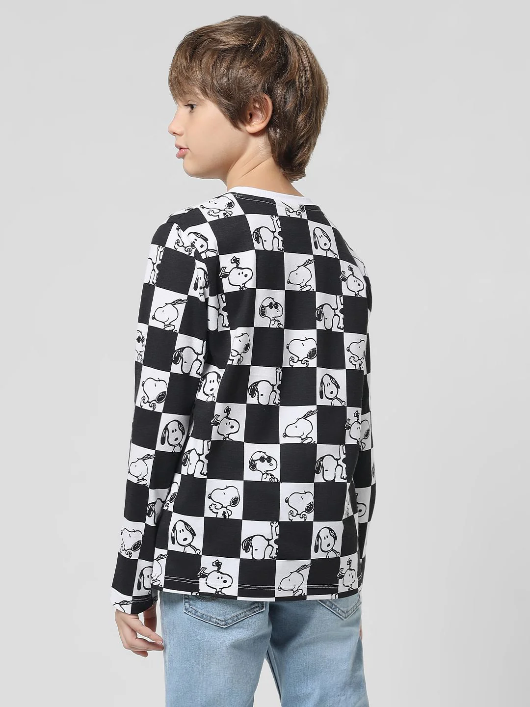 x Peanuts White Chess Print Crew Neck T-shirt - Image 3