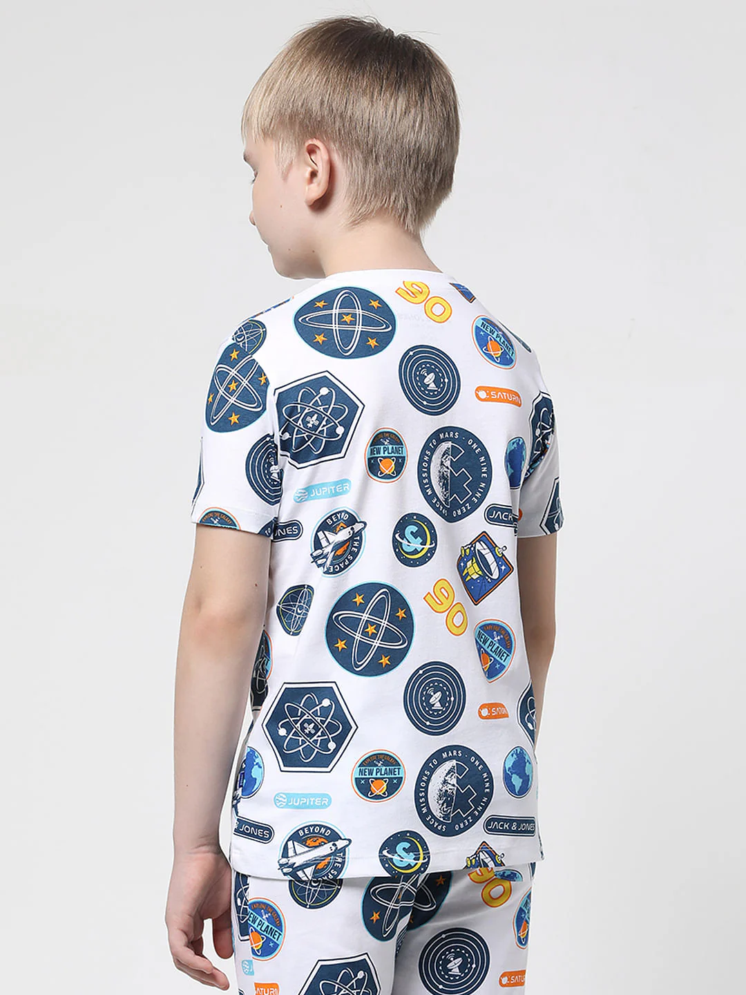 Boys White Space Print Co-ord Set T-shirt - Image 4