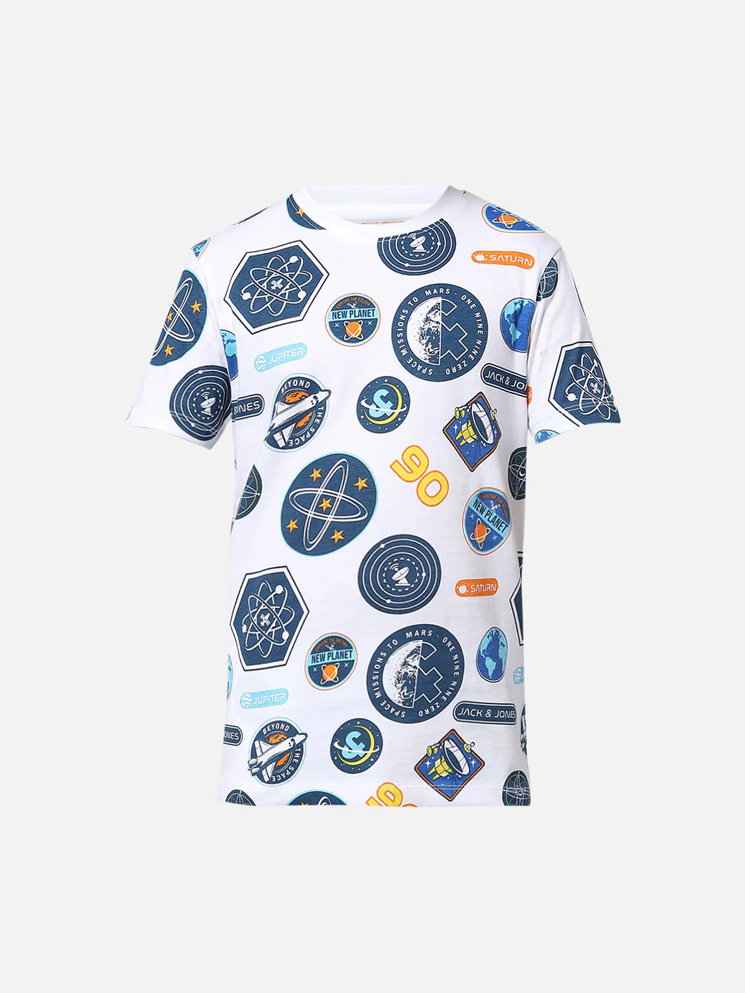 Boys White Space Print Co-ord Set T-shirt - Image 7