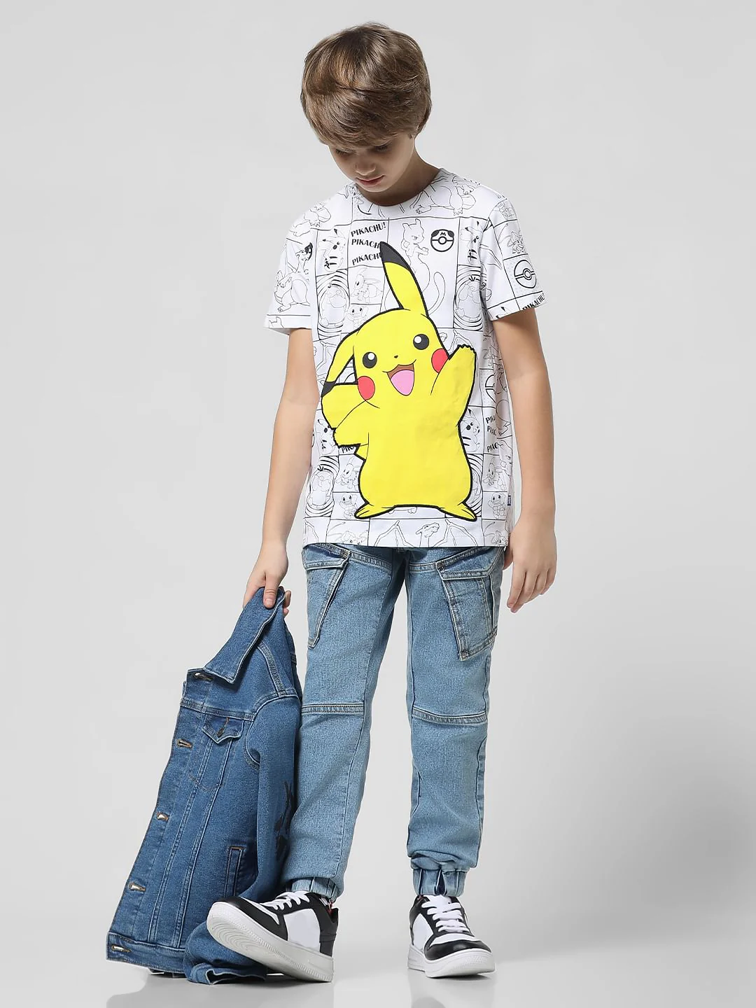 x Pok  mon White Printed Crew Neck T-shirt