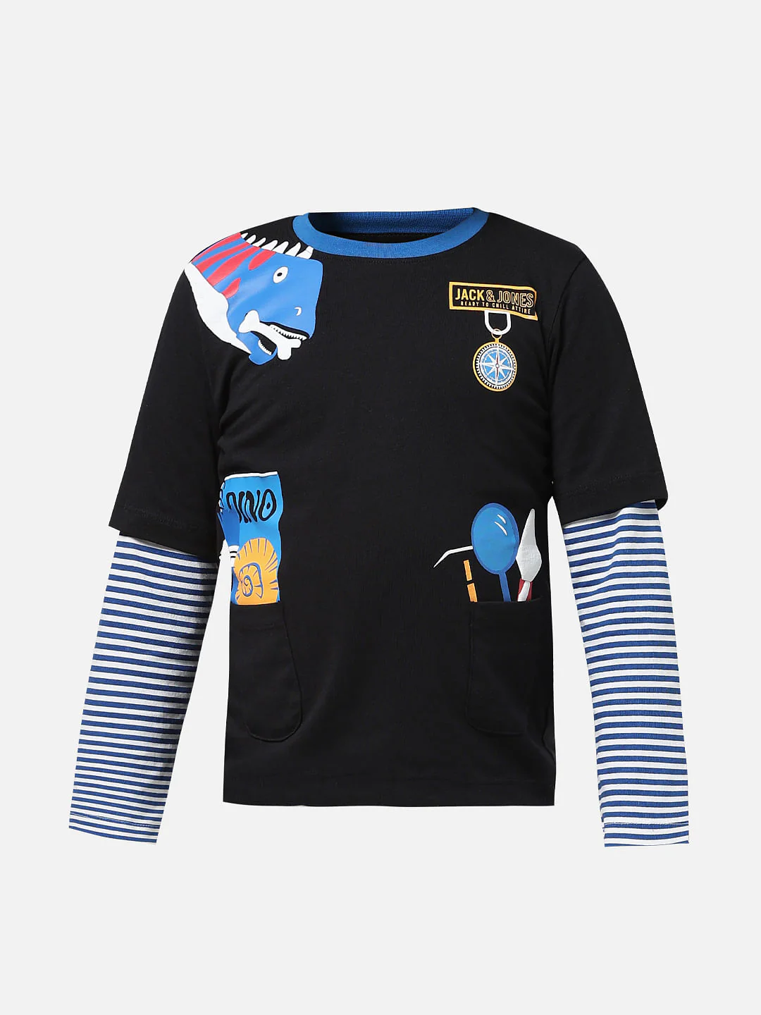 JUNIOR BOYS Black Printed Crew Neck T-shirt - Image 6