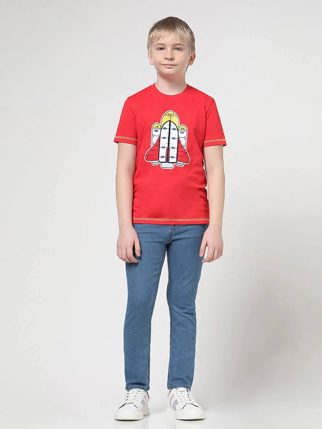 Boys Red 3D Space Rocket Print T-shirt - Image 5