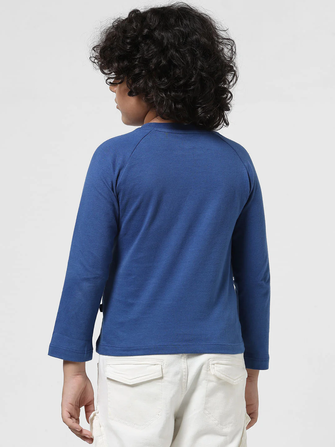 JUNIOR BOYS Blue Printed Full Sleeves T-shirt - Image 3