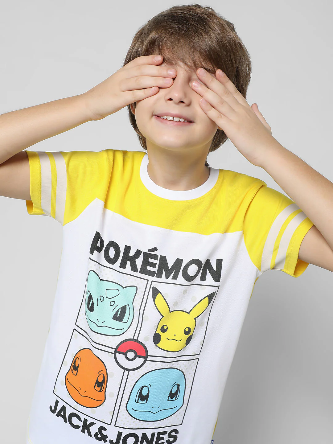 x Pok  mon White Colourblocked Crew Neck T-shirt