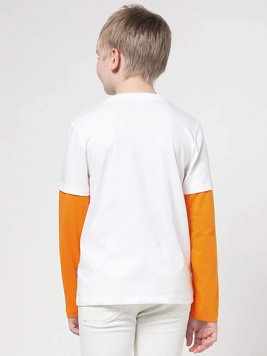 Boys White Spaced-Out Crew Neck T-shirt - Image 3