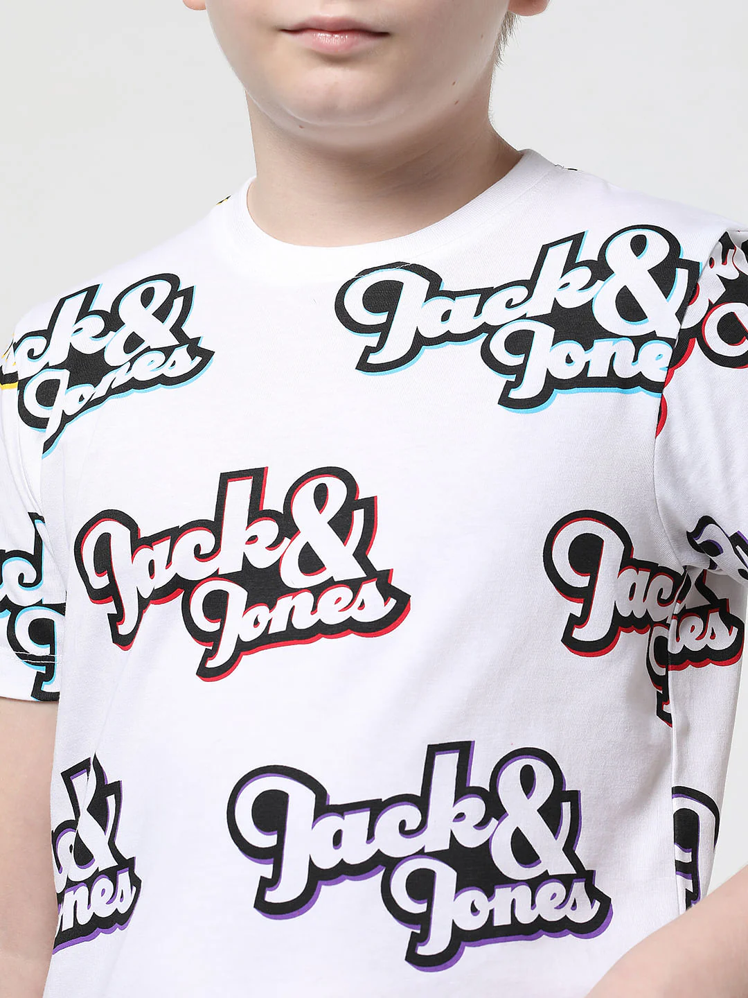 Boys White Logo Print Crew Neck T-shirt - Image 5