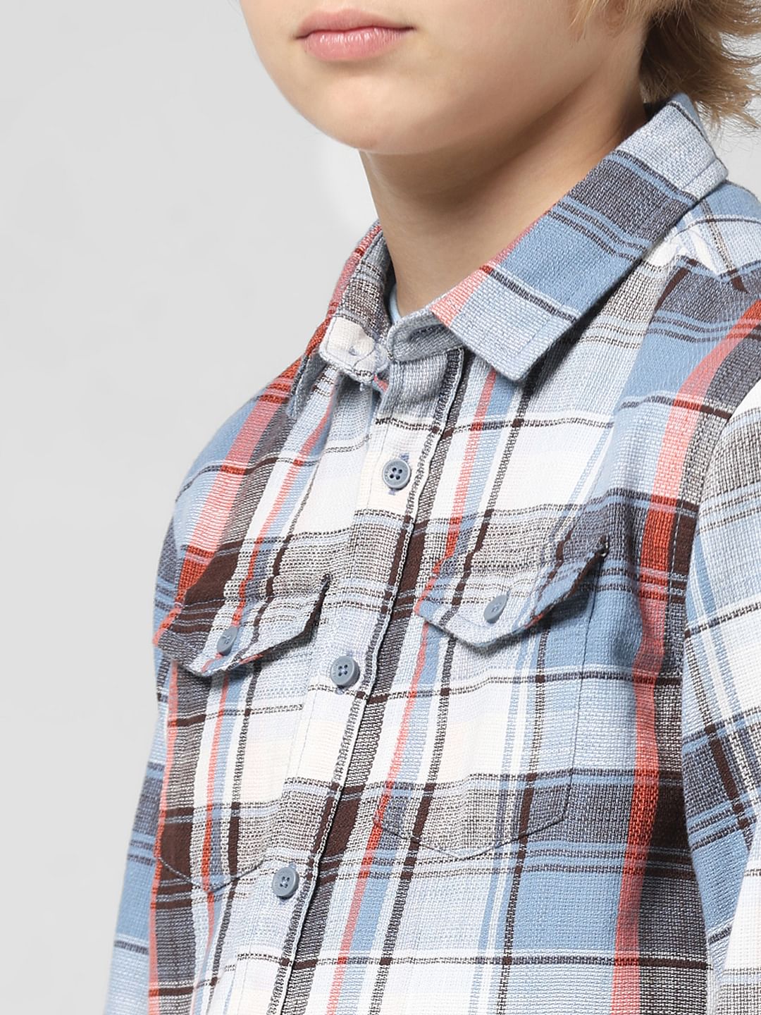 JUNIOR BOYS White Check Full Sleeves Shirt - Image 4