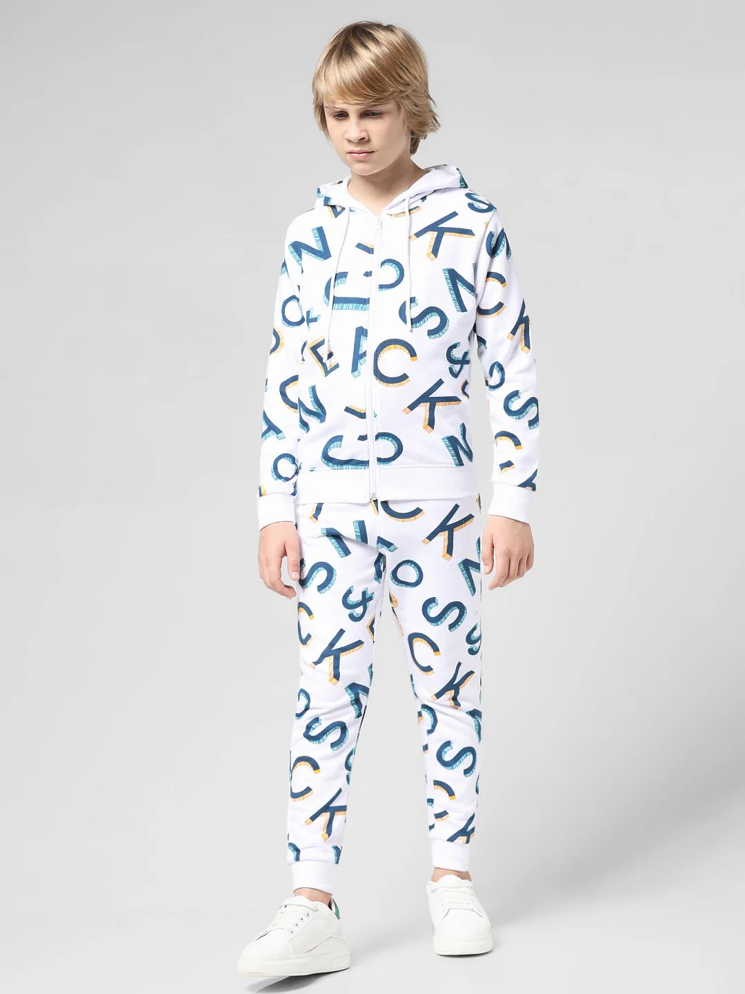 JUNIOR BOYS White Front Open Co-ord Set Sweatshirt - Image 5