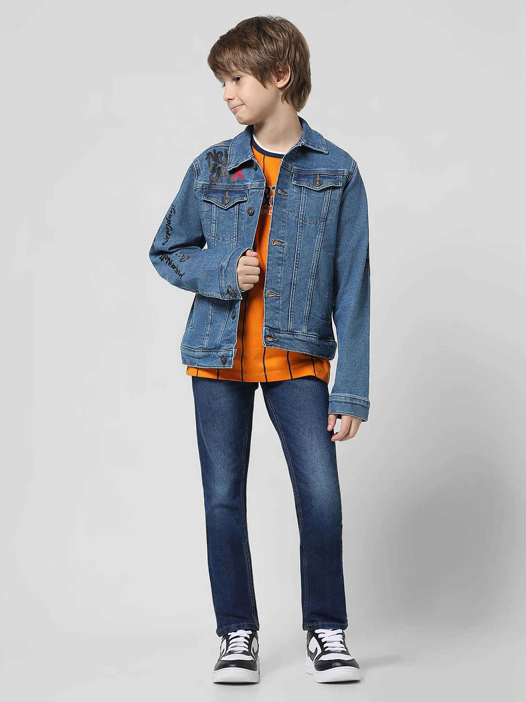 Blue Printed Denim Jacket - Image 6
