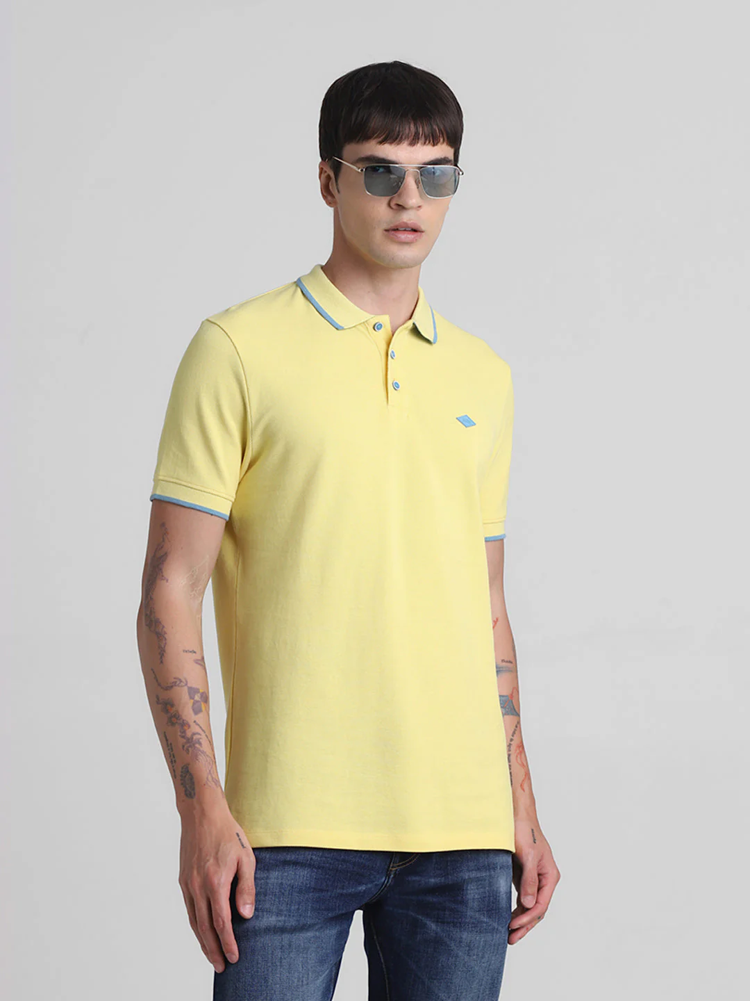 Yellow Contrast Tipping Polo