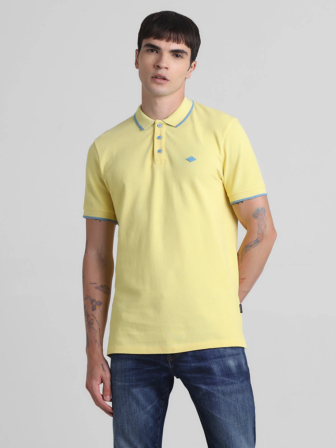 Yellow Contrast Tipping Polo - Image 2