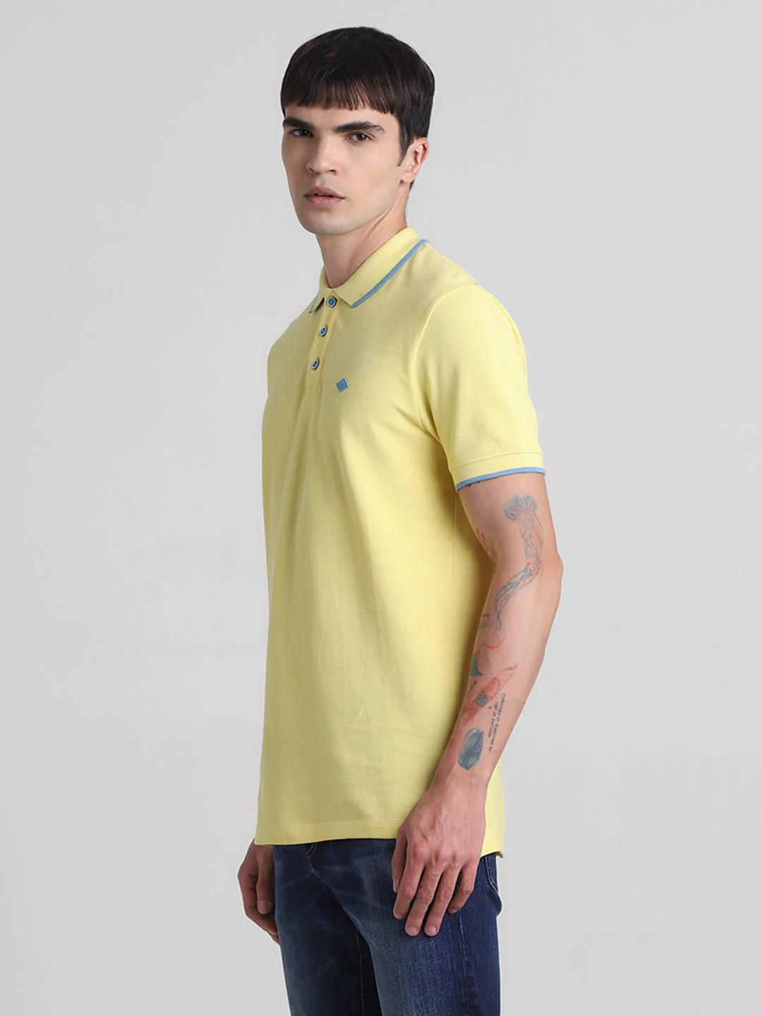 Yellow Contrast Tipping Polo - Image 3