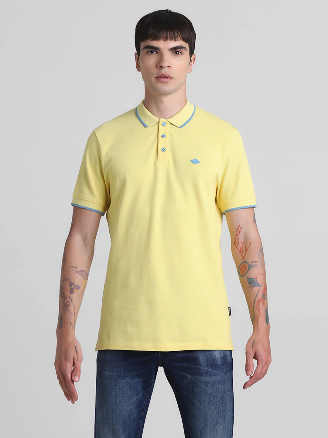 Yellow Contrast Tipping Polo - Image 8