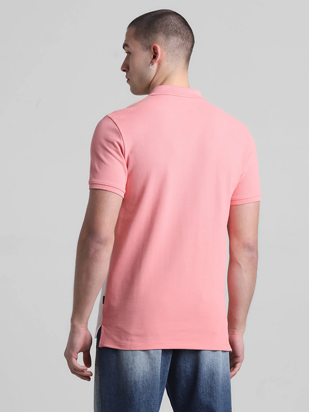 Pink Colourblocked Zip Detail Polo - Image 4