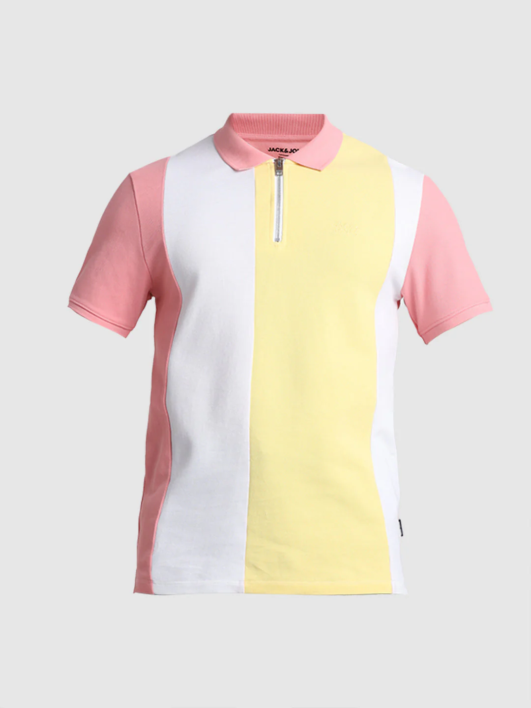 Pink Colourblocked Zip Detail Polo - Image 7