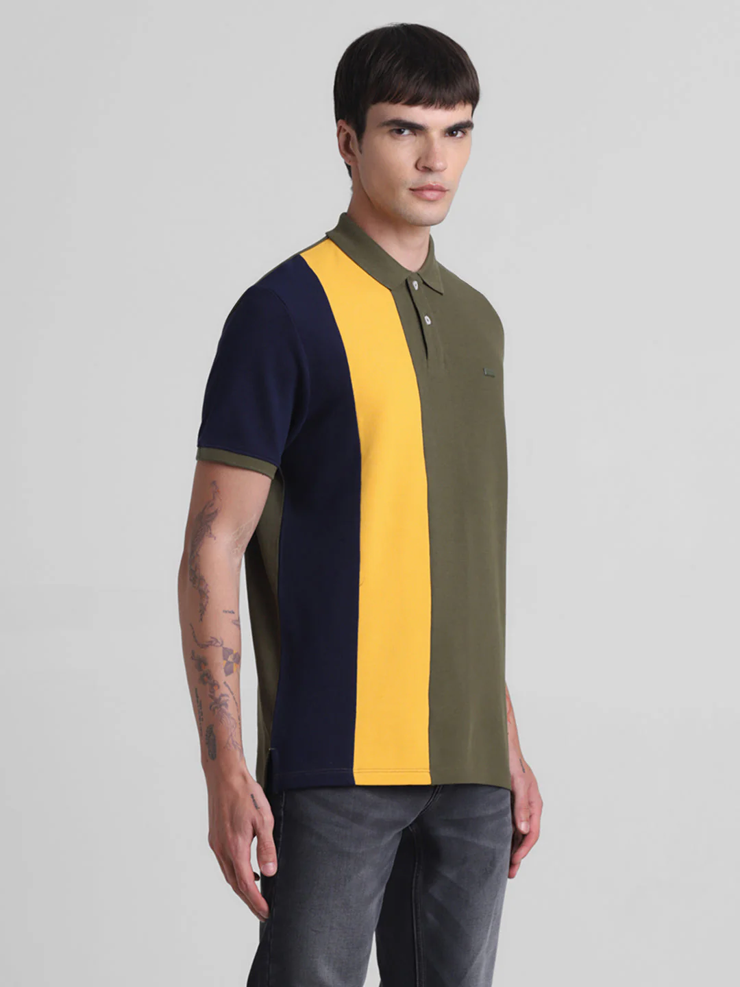 Green Colourblocked Cotton Polo - Image 3