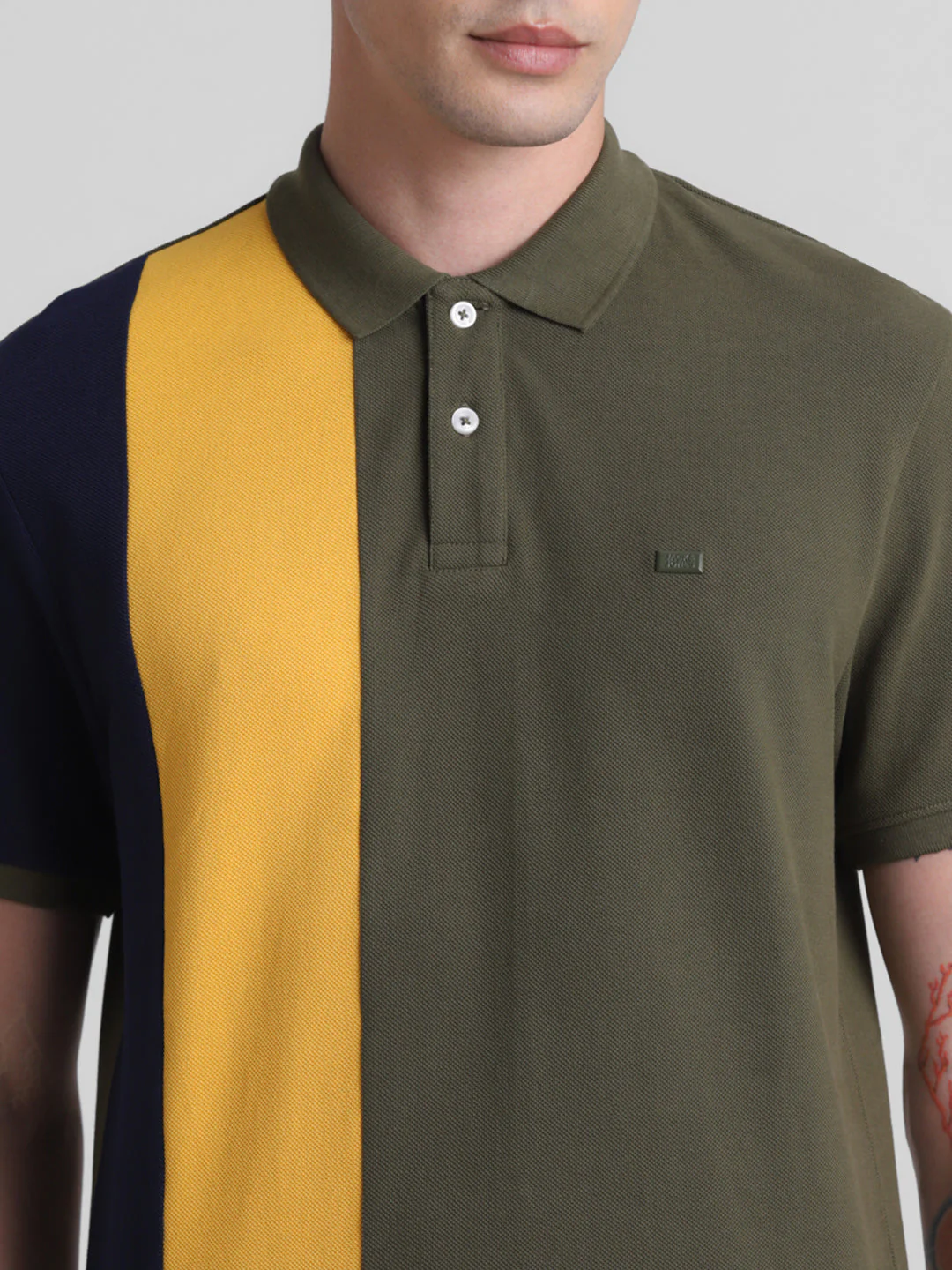 Green Colourblocked Cotton Polo - Image 5