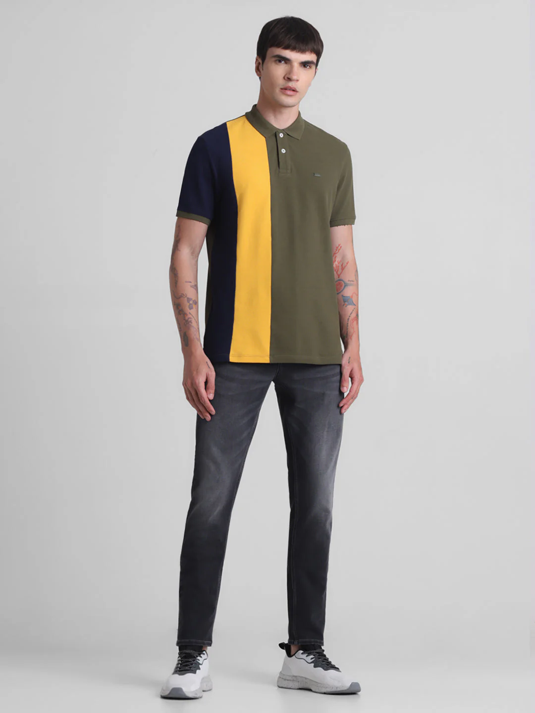 Green Colourblocked Cotton Polo - Image 6