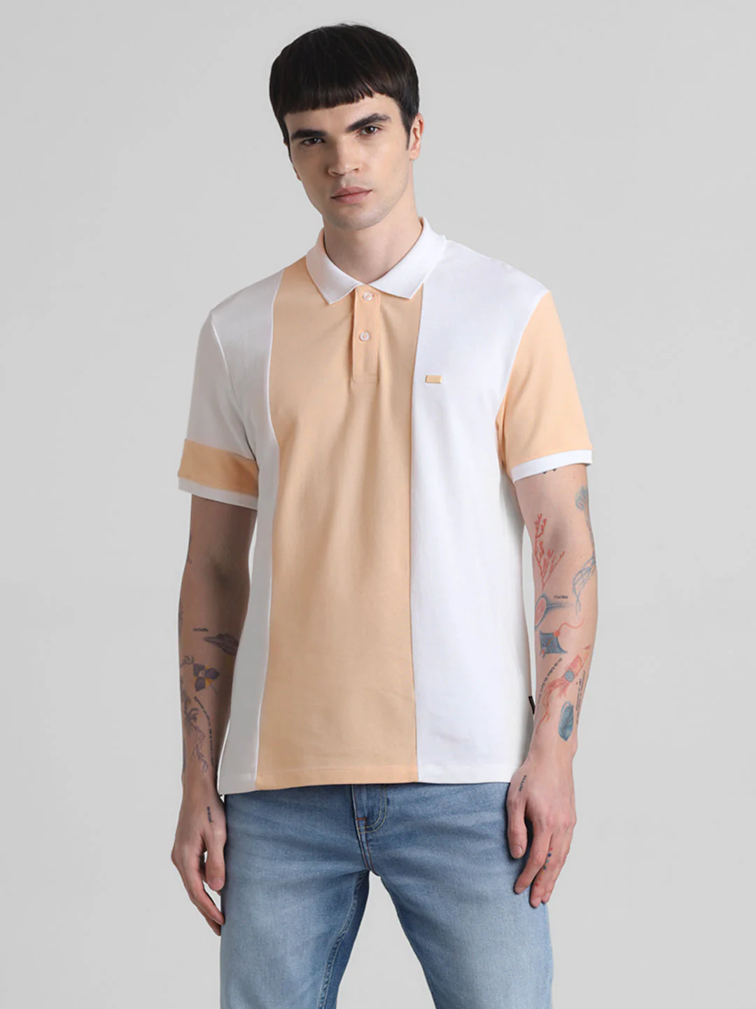 White Colourblocked Cotton Polo - Image 2