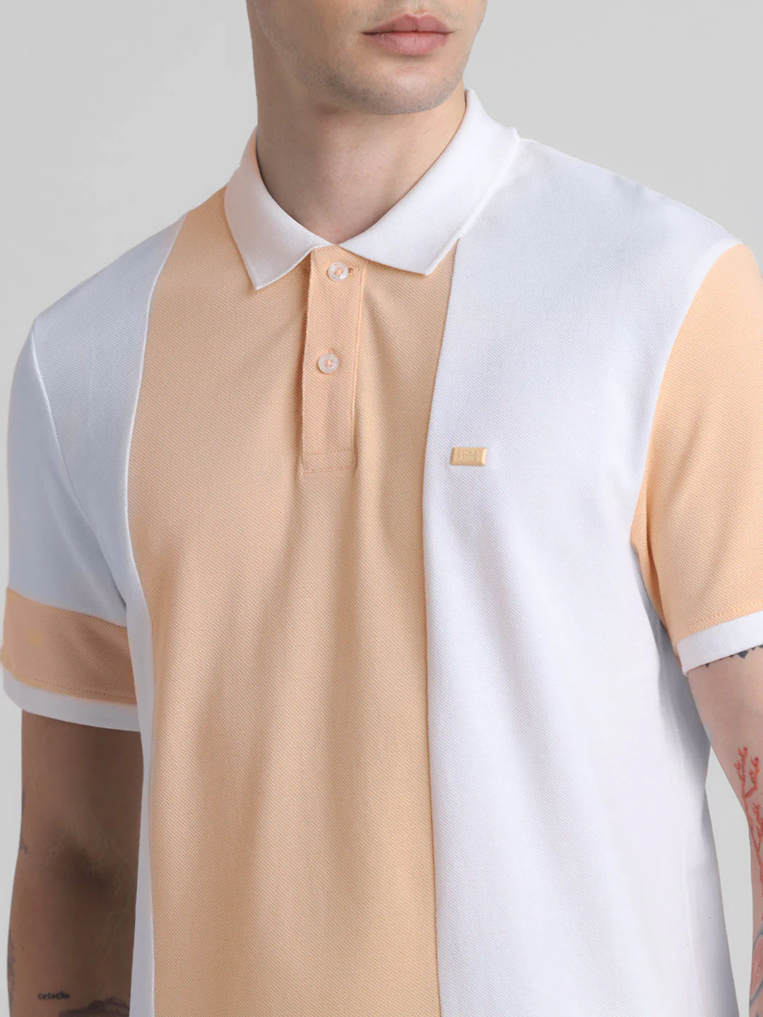 White Colourblocked Cotton Polo - Image 5