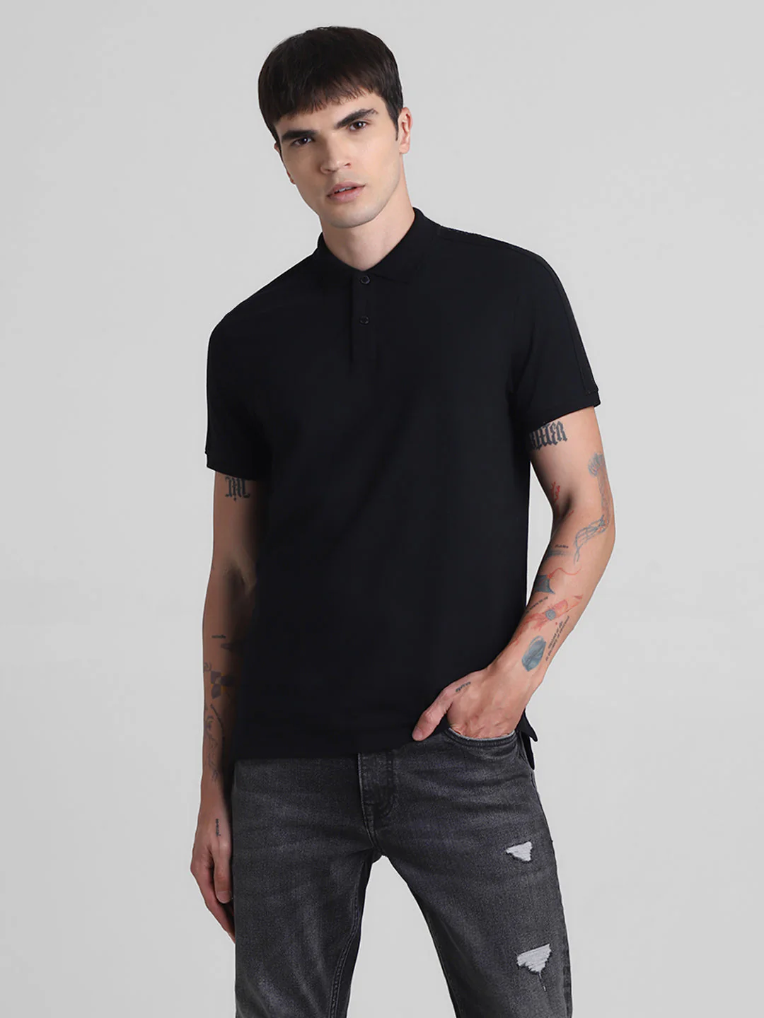 Black Tape Detail Polo - Image 2