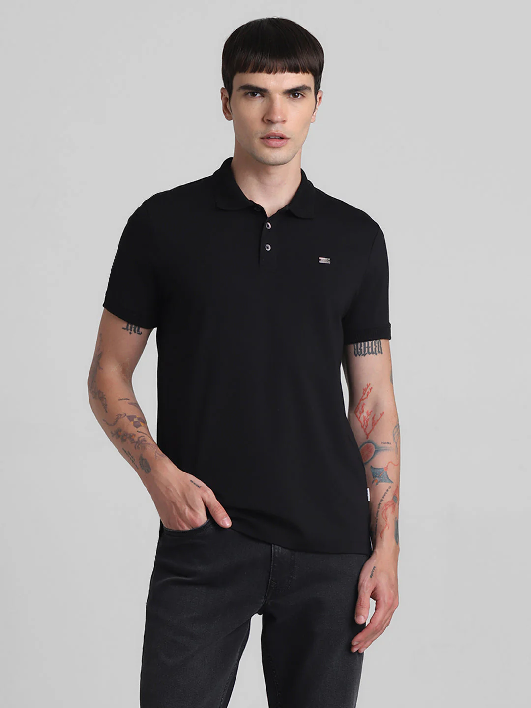 Black Solid Polo - Image 2