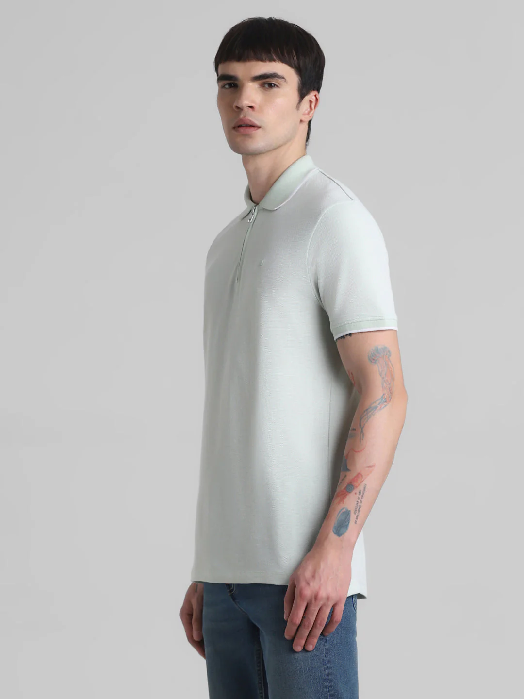 Green Zip Detail Polo - Image 3