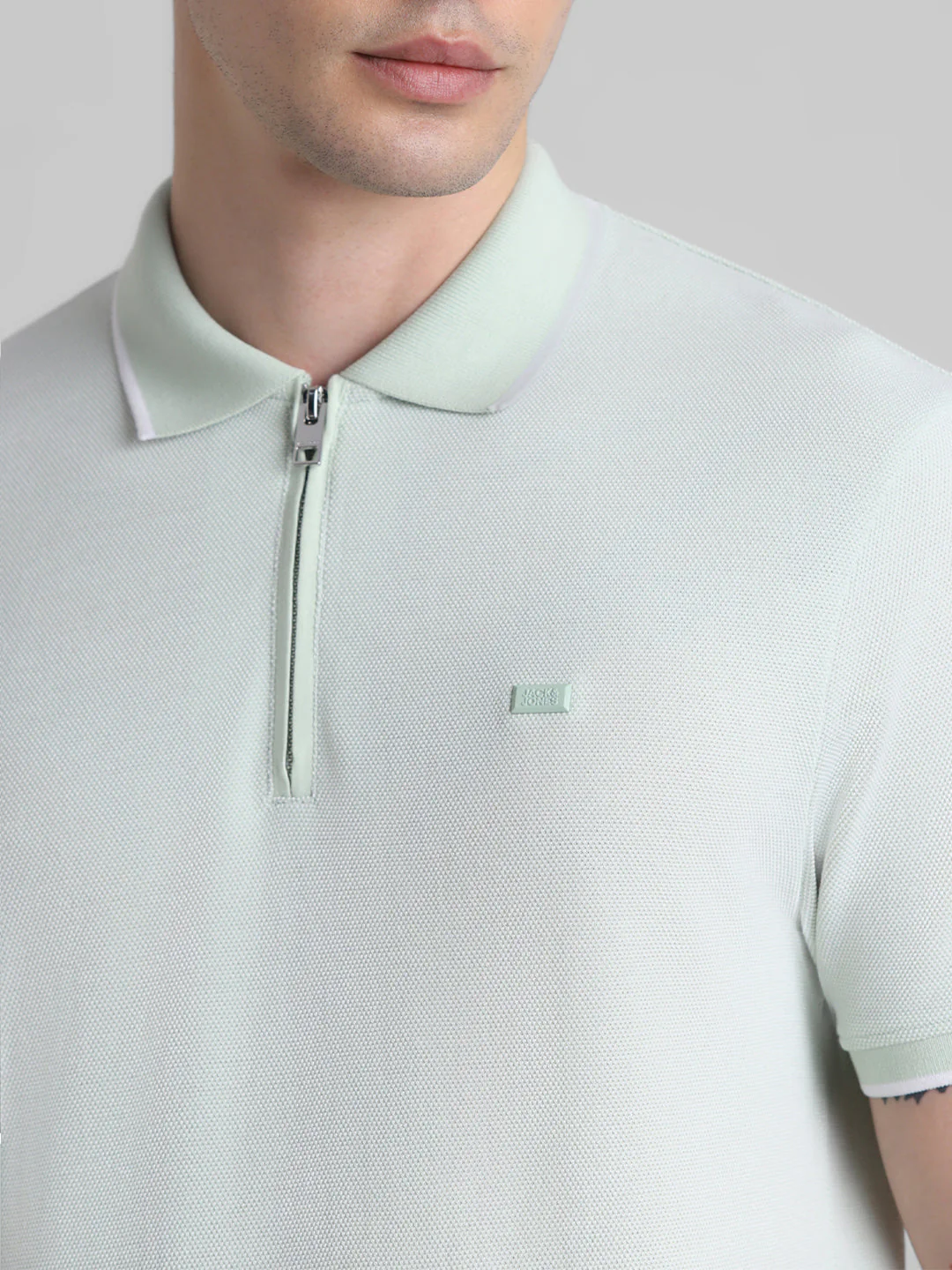 Green Zip Detail Polo - Image 5