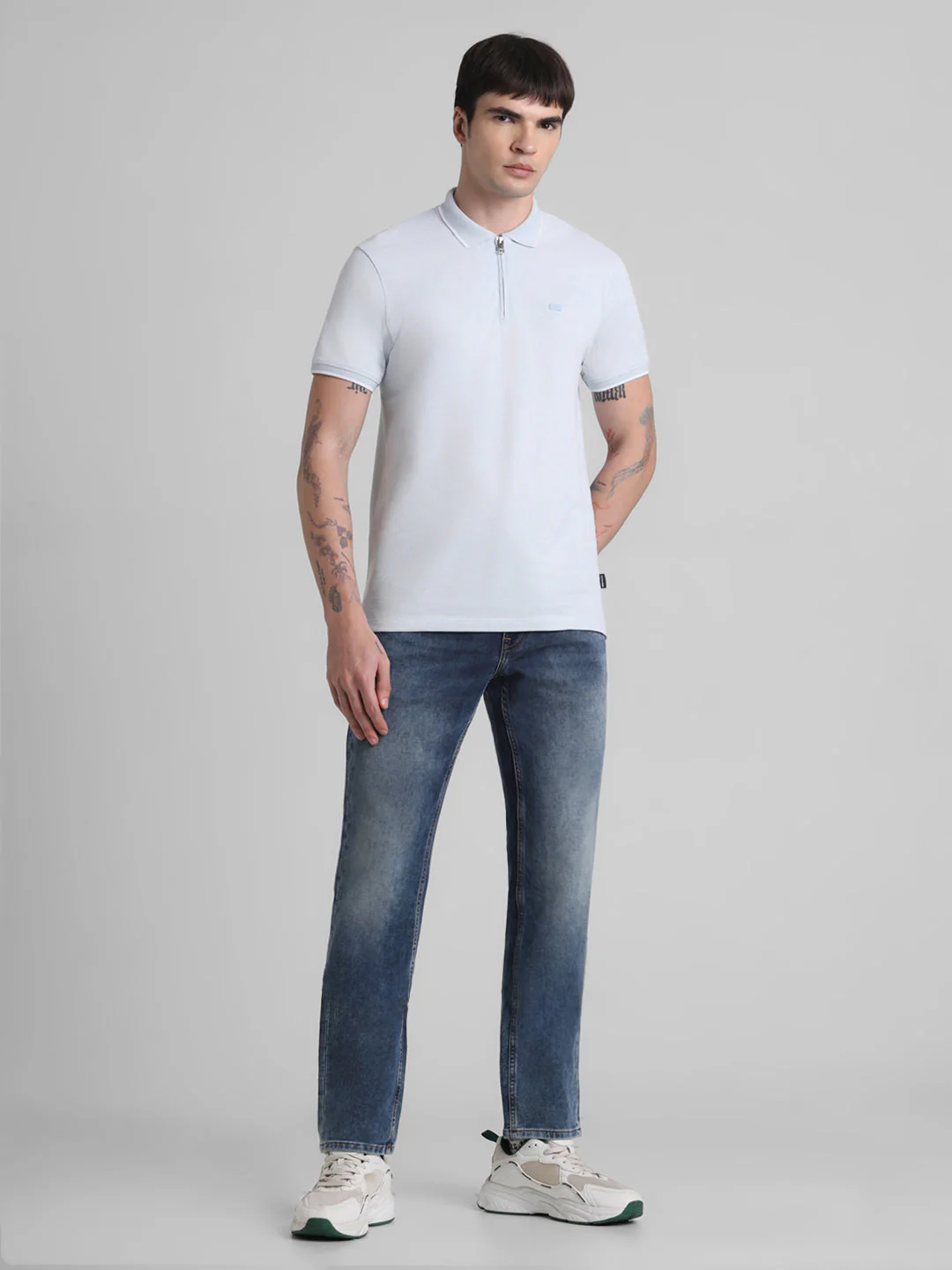 Light Blue Zip Detail Polo - Image 6