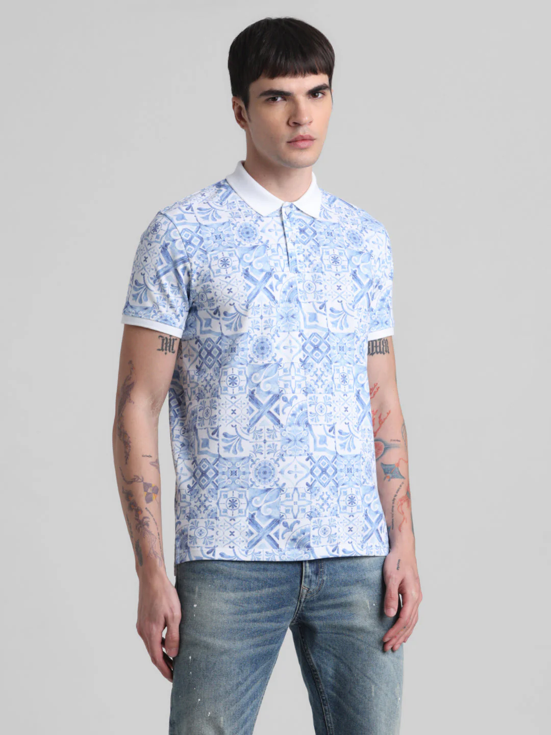 White Printed Polo - Image 2