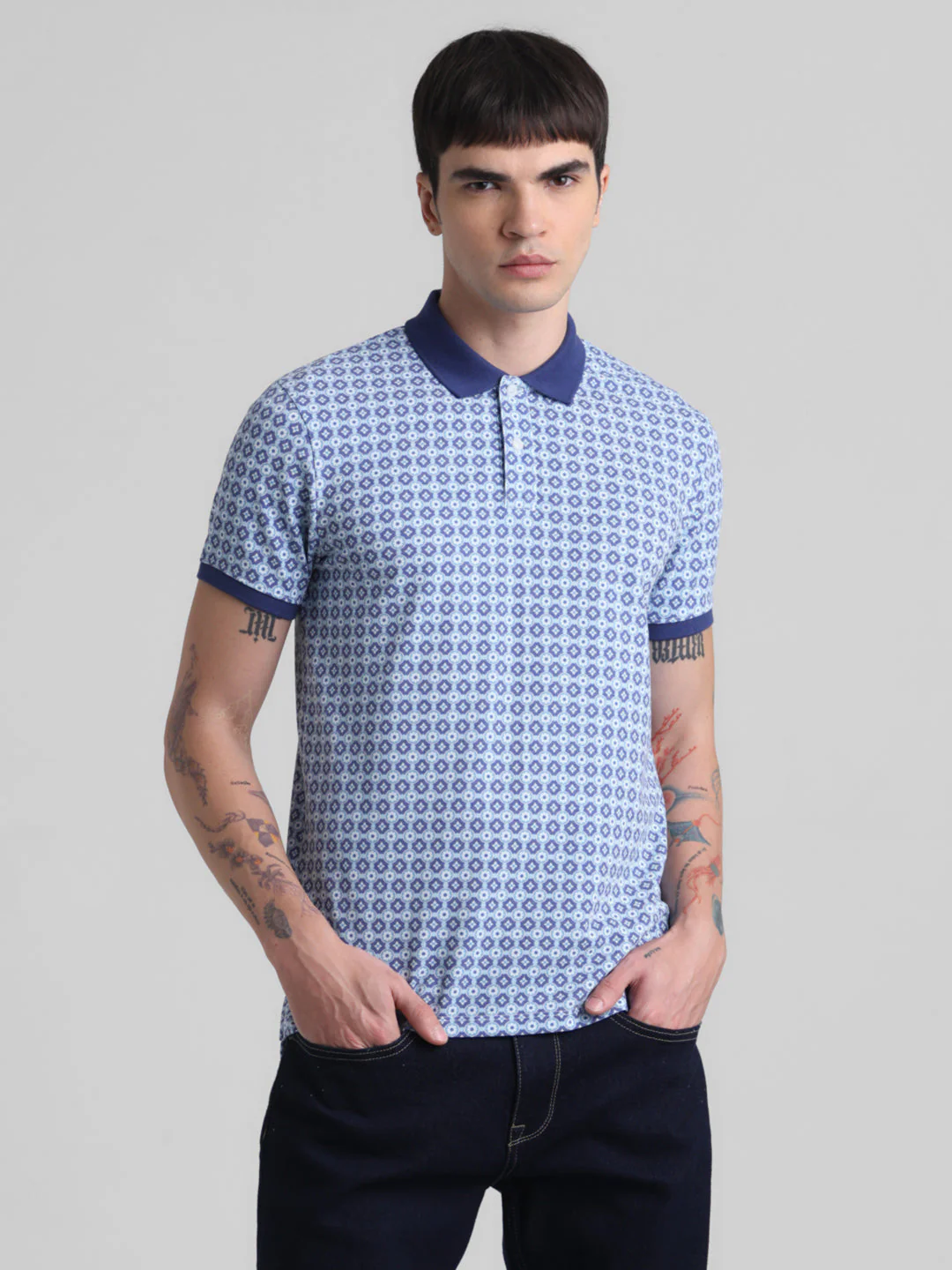 Blue Printed Polo - Image 2