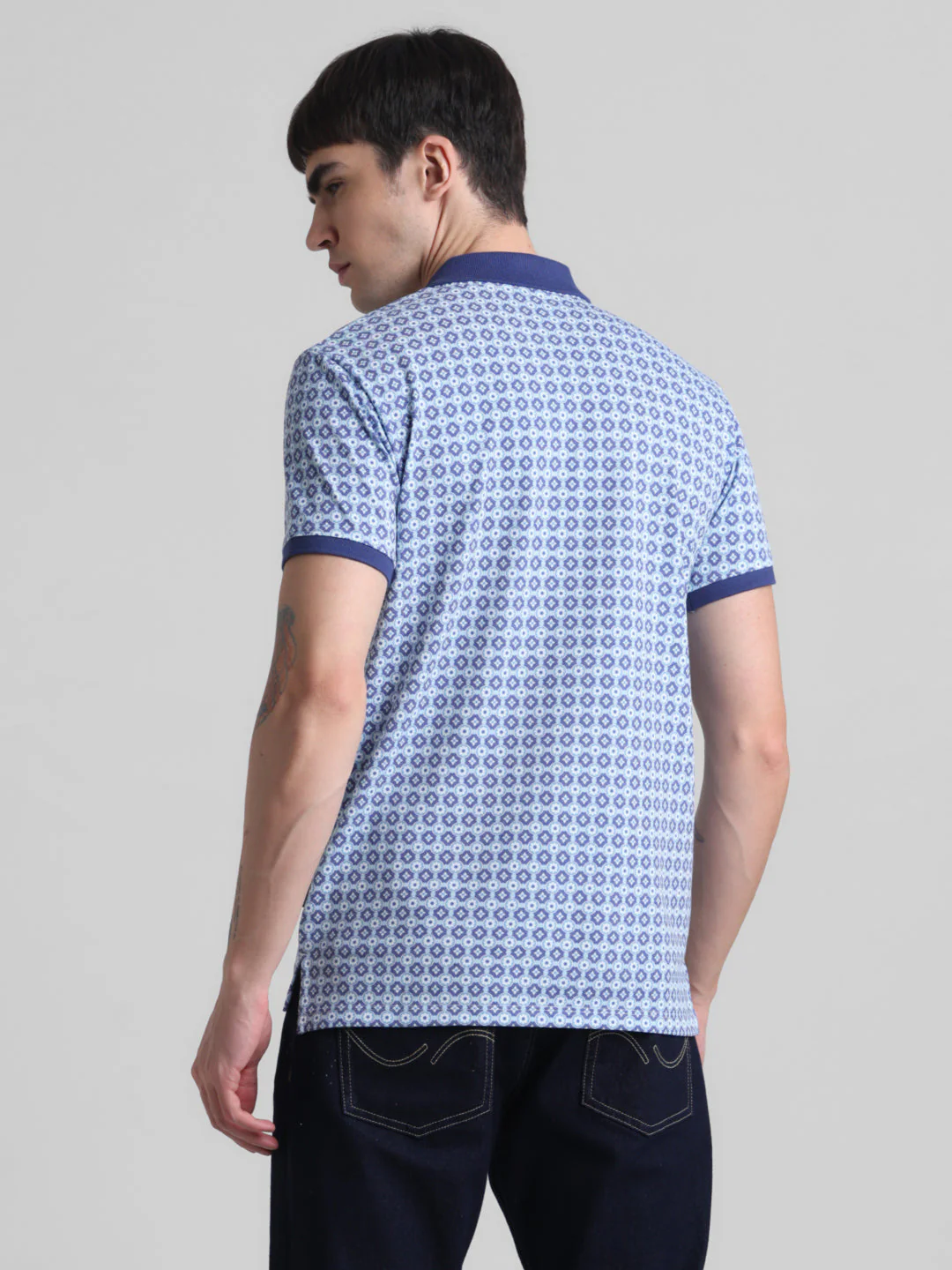 Blue Printed Polo - Image 4
