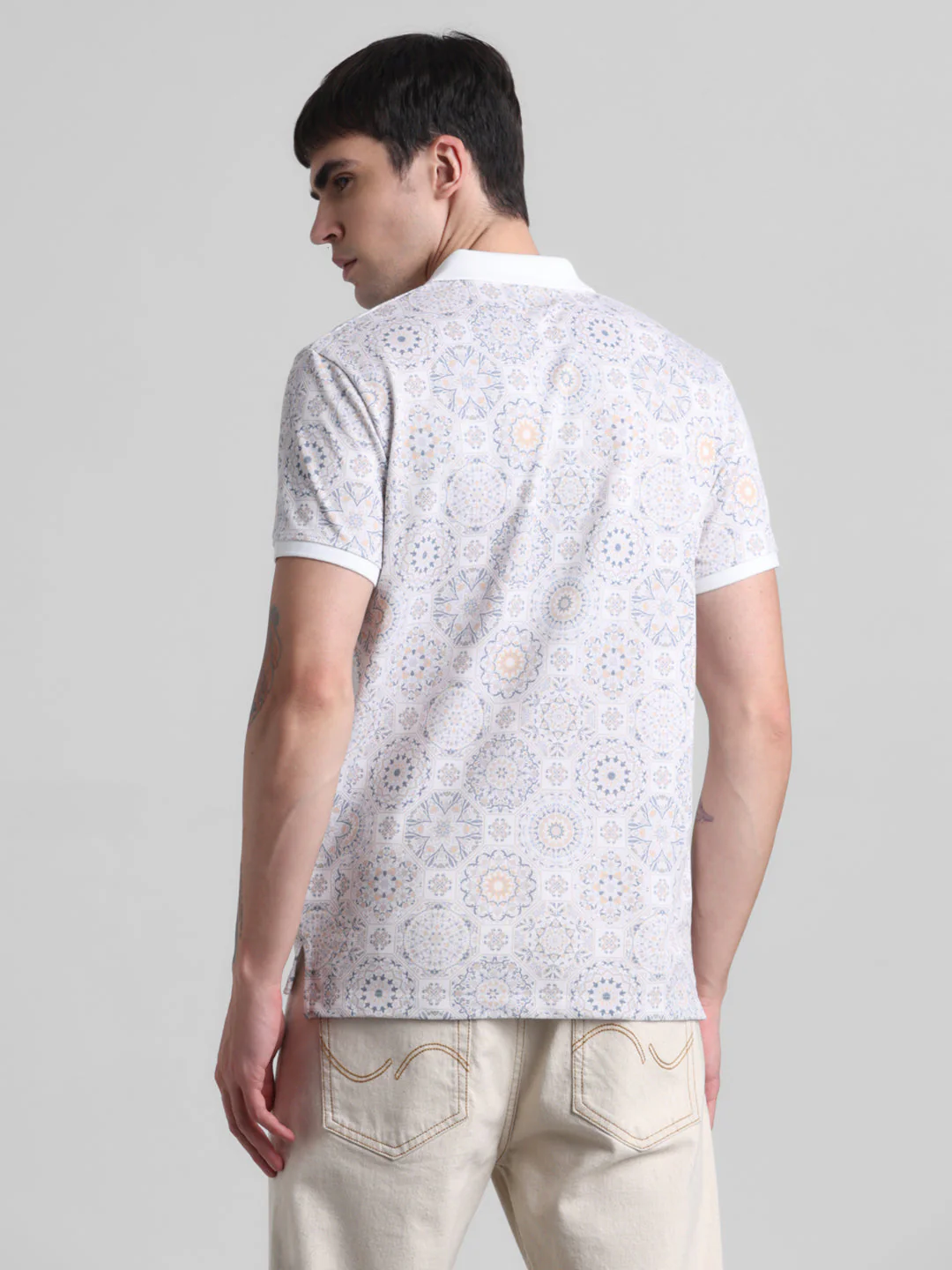 White Printed Polo - Image 4