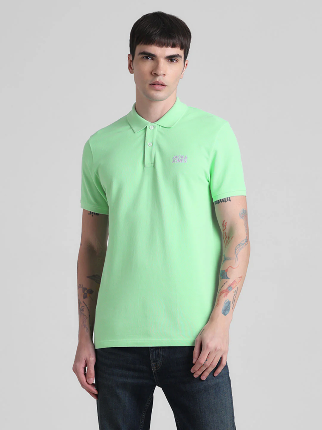 Green Logo Print Cotton Polo - Image 2