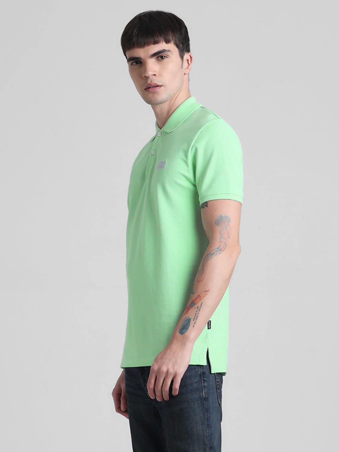 Green Logo Print Cotton Polo - Image 3