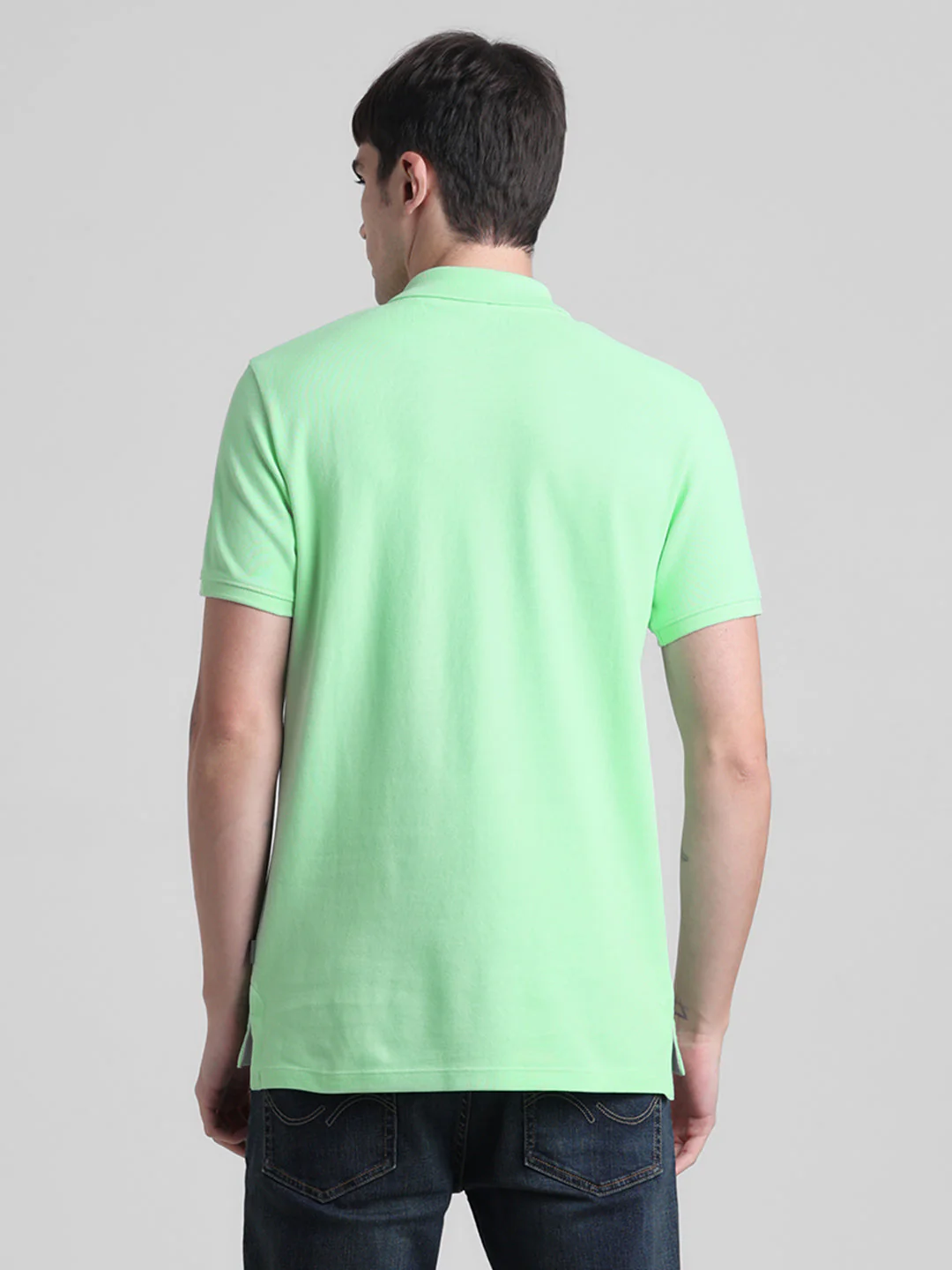 Green Logo Print Cotton Polo - Image 4