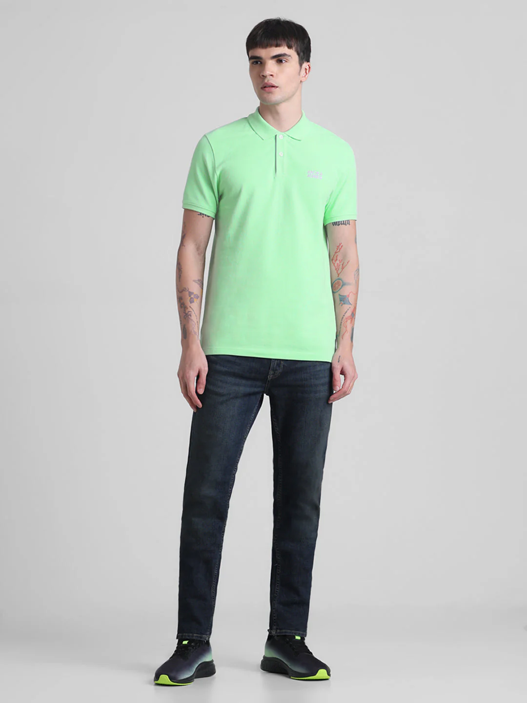 Green Logo Print Cotton Polo - Image 6