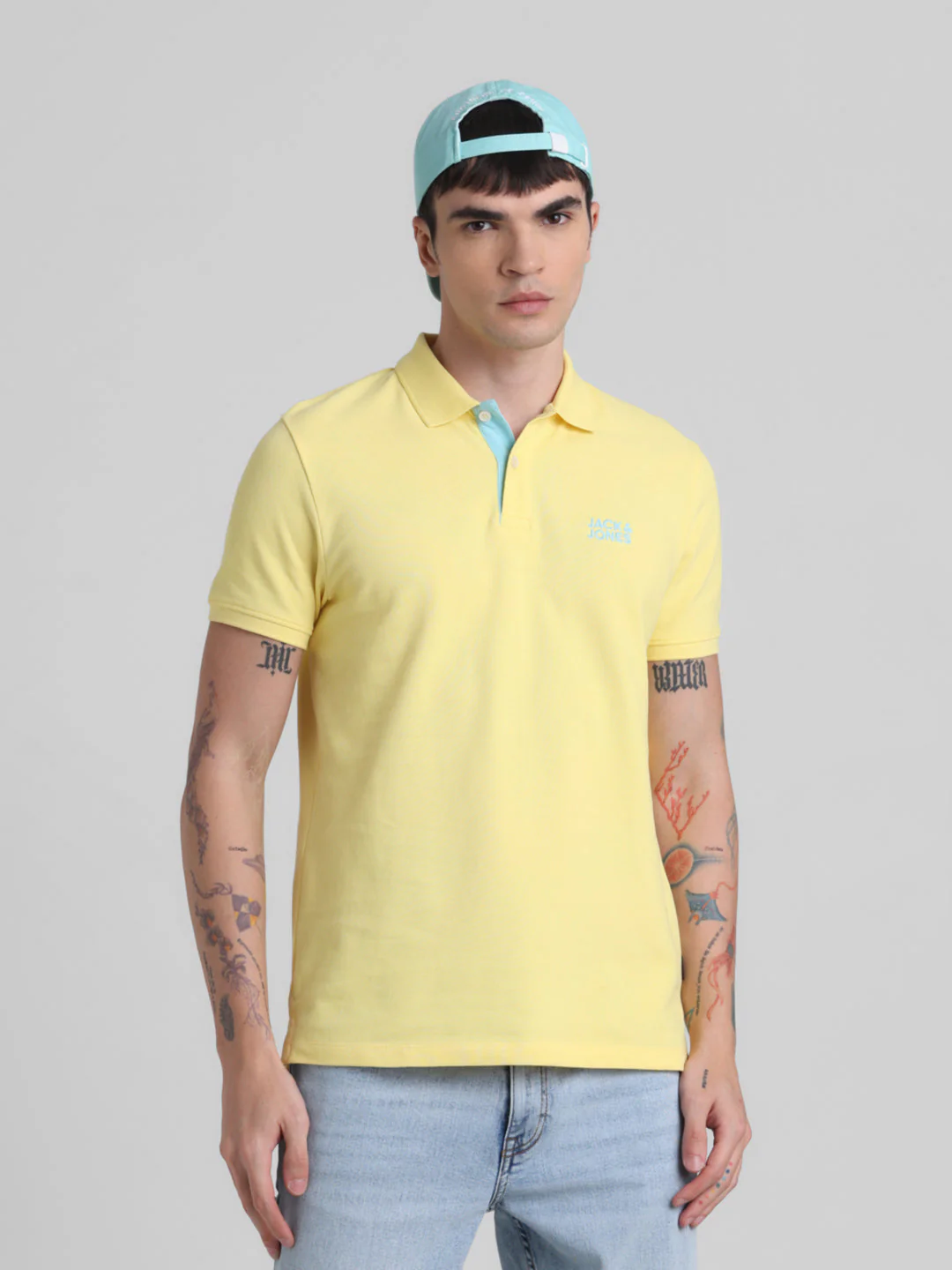Yellow Logo Print Cotton Polo