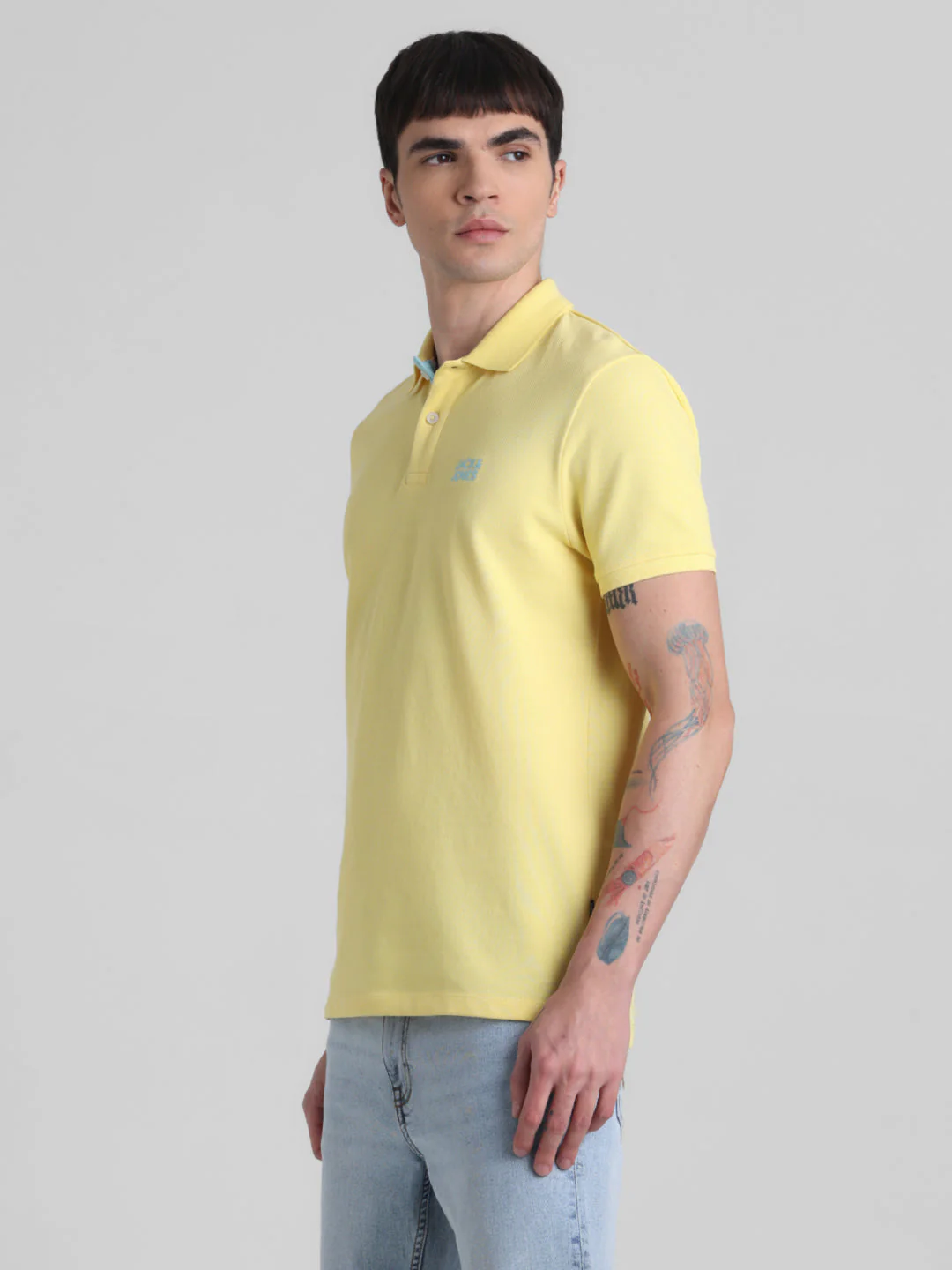 Yellow Logo Print Cotton Polo - Image 3