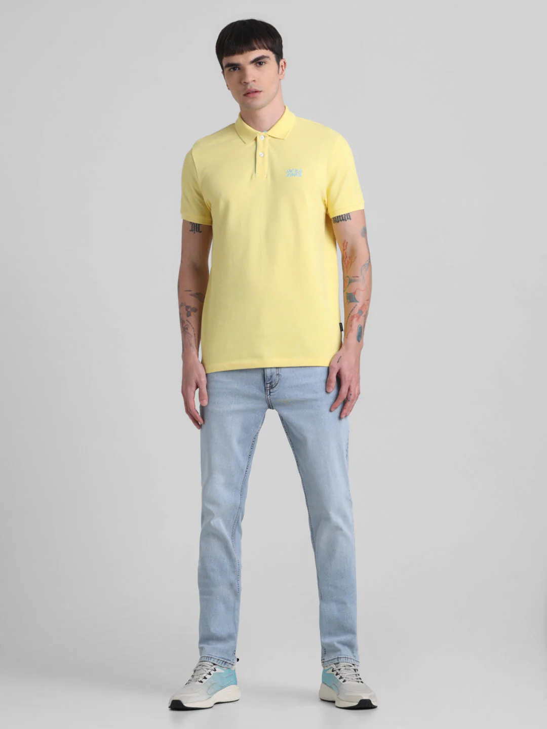 Yellow Logo Print Cotton Polo - Image 6